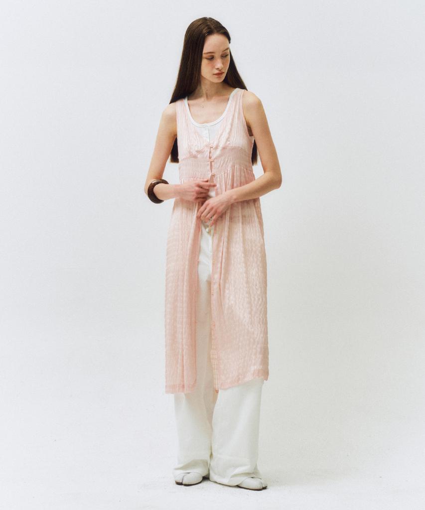 CITTA Sheer Button Layered Dress_Ctop709(Pink)