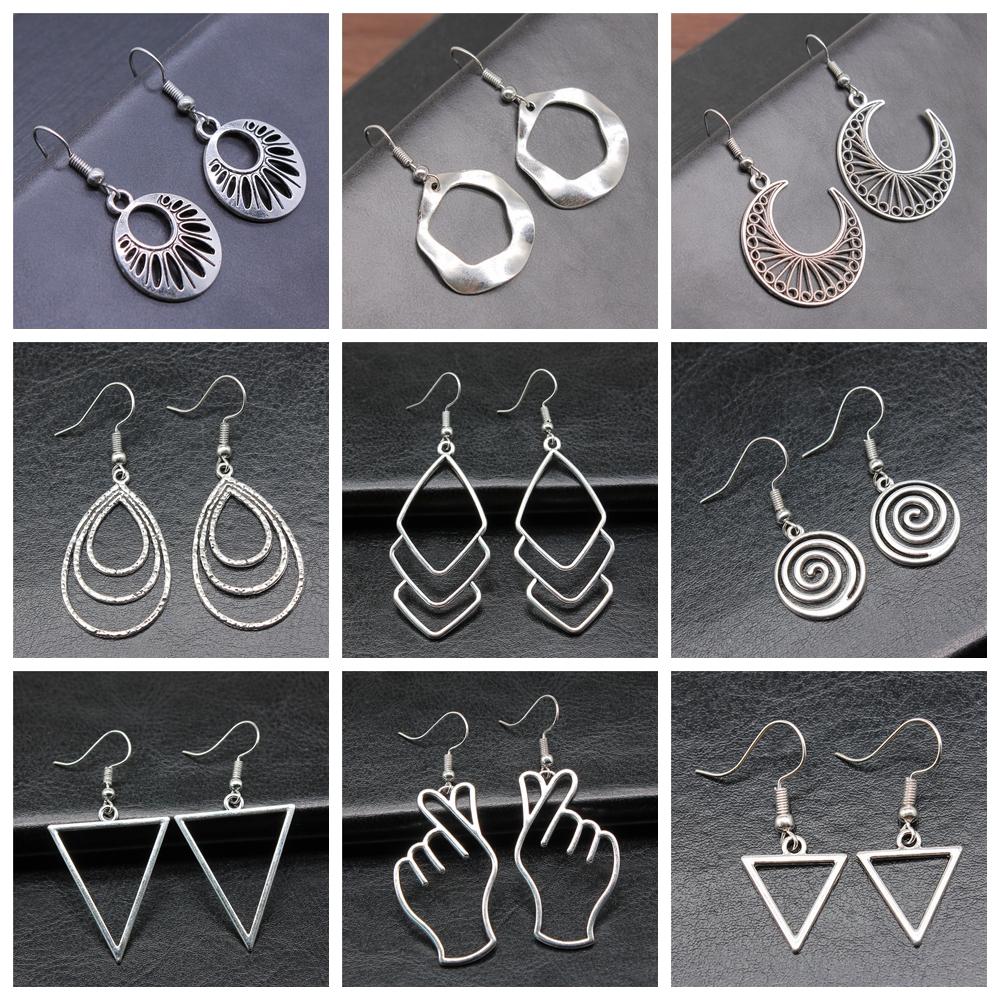 30 Styles Women Fashion Simple Handmade Earrings Geometric Swirl Triangle Teardrop Pendant Dangle Earrings