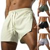 Summer Men Sports Shorts Side Zipper Quick-drying Breathable Gym Workout Short Pants Elastic Waist Drawstring Athletic Running Fitness Shorts