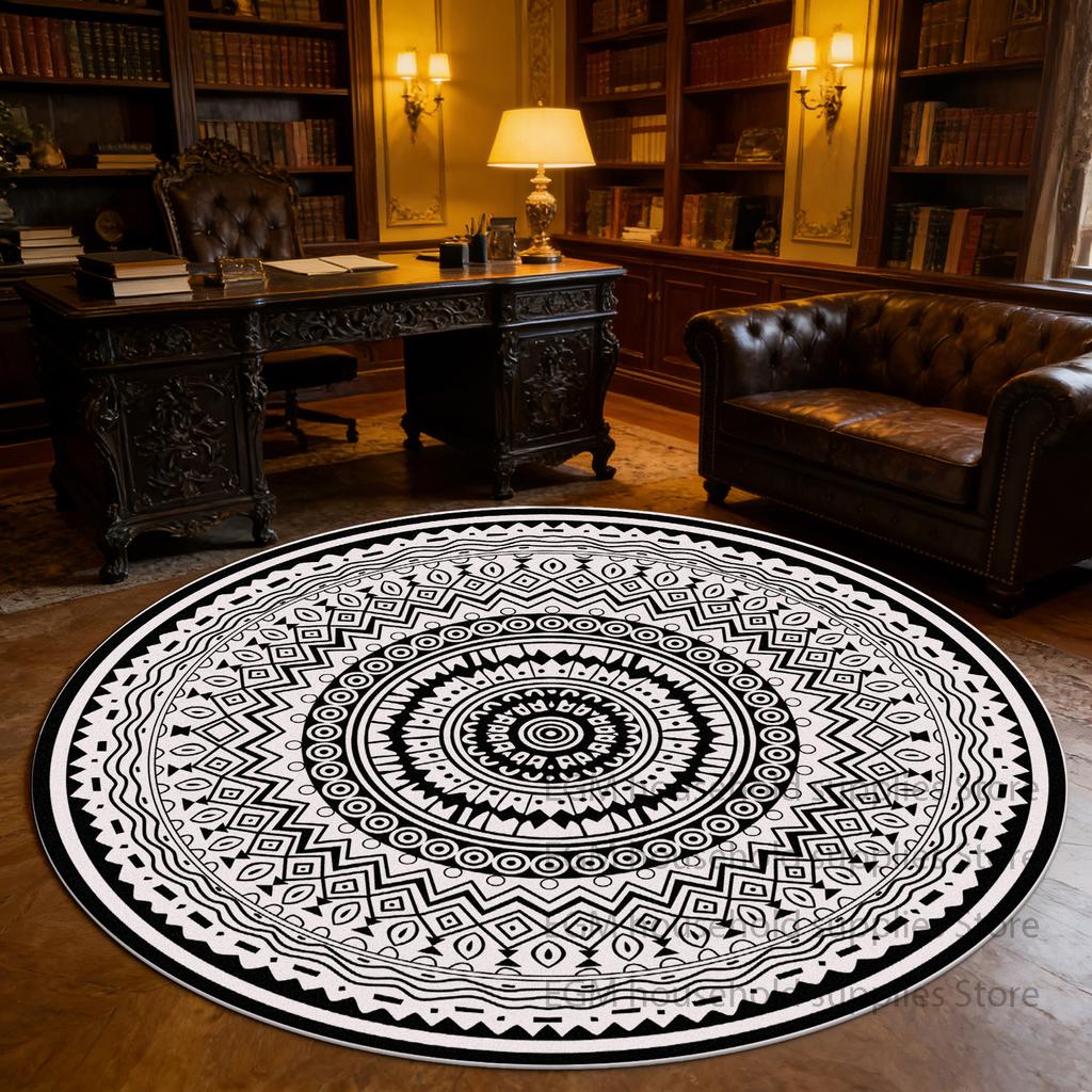 Classic Ethnic Style Circular Carpet Persian Living Room Decor Circular Mats lounge study non-slip washable Rugs customizable