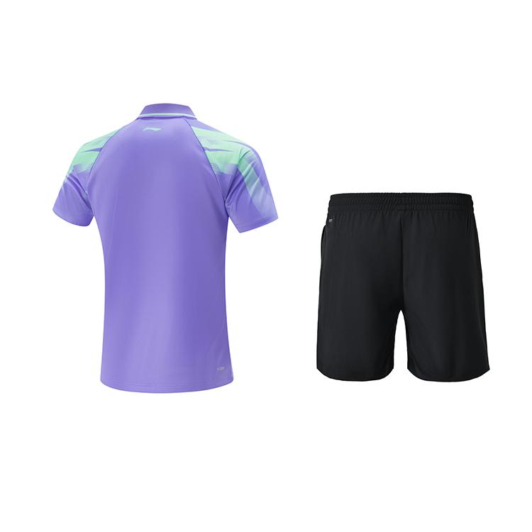 Li Ning Shoulder Polo Neck Quick-Dry Short Sleeve T-Shirt Versatile Comfortable Straight Leg Shorts Casual Sports Suit AAYV117-3+AKSU789-3