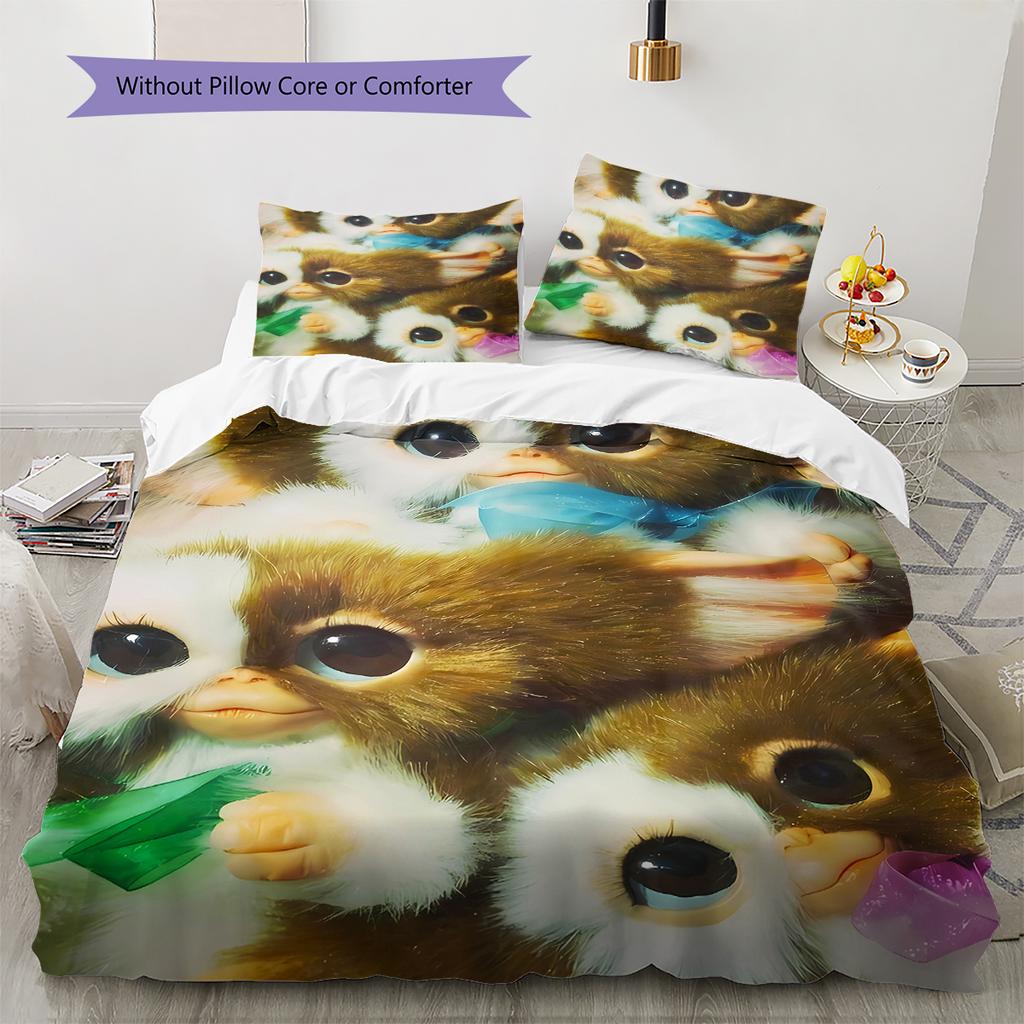 Gremlins Muster Bettwäsche, Steppbett Set Bettbezug Kissenbezug Zuhause Geburtstagsgeschenk (1 Bettbezug + 2 Kissenbezüge, ohne Füllung)