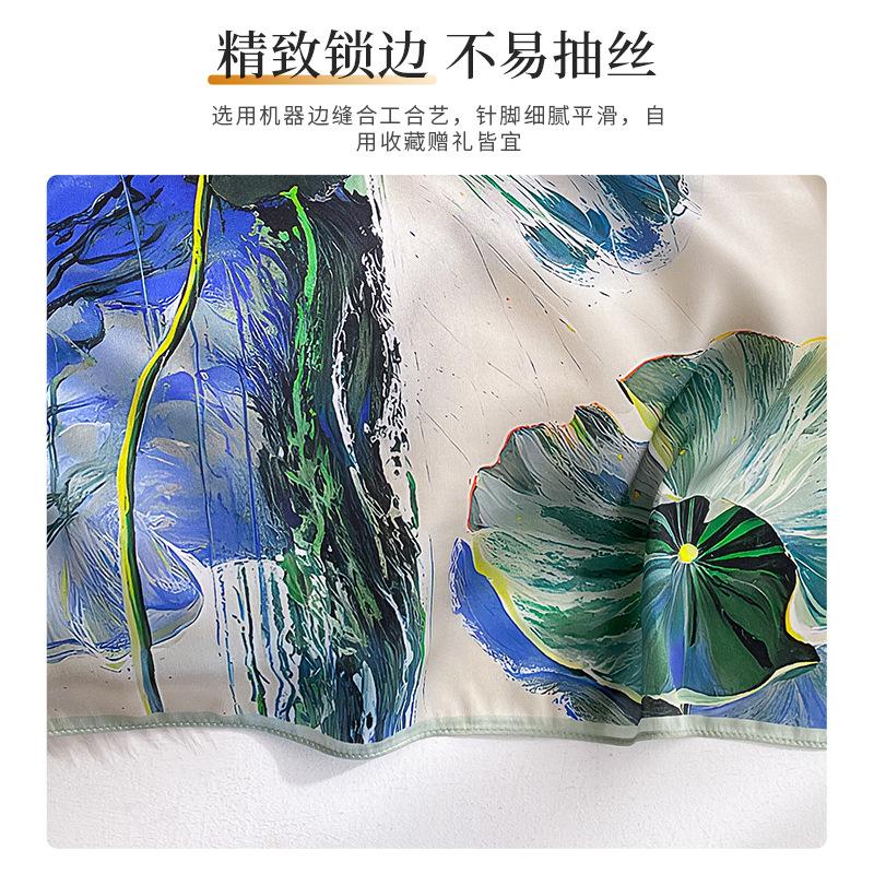 100% Silk Scarf Women Square Floral Neck Shawls Wraps Foulard Scarves Pashmina Neckerchief Female Hijab Bandana Bufanda Poncho