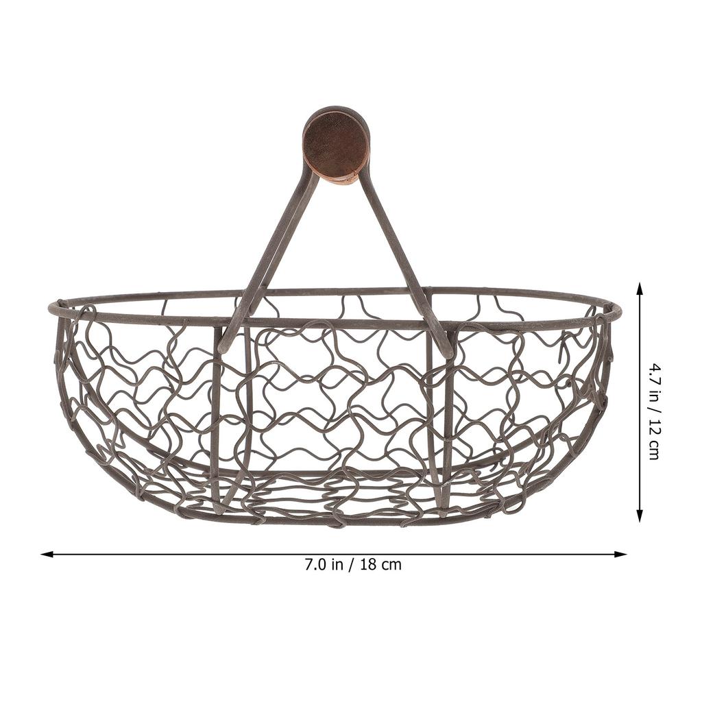 1Pcs Retro Style Storage Basket Iron Household Kitchen Organizer Decorative Fruit Bread Container Desktop Organizer for Home
