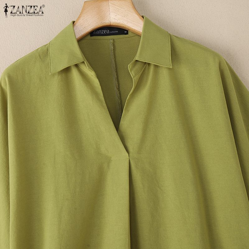 ZANZEA Women Summer V-Neck Casual 3/4 Sleeve Blouse
