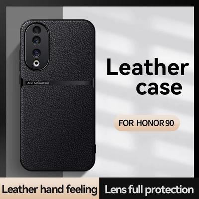 Per Honor 100 Pro Custodia in Pelle con Texture Magnetica per Auto per Huawei Honor 90 Pro 80 GT 70 60 Pro Custodia Protettiva Antiurto in Silicone Morbido con Magnete Incorporato