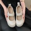 Mary Jane Flat Shoes For Women Summer Pu Slipon Ballet Flat With Padded Sole