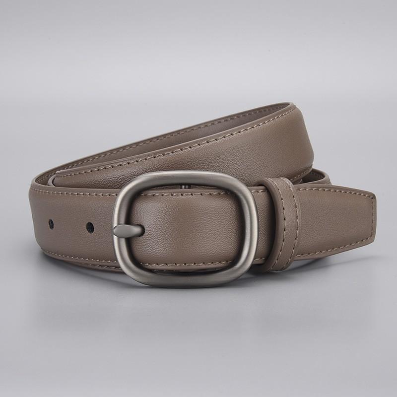 Womens Genuine Leather Belt With Gold-Tone Pin Buckle Slim Fit Jeans Trousers Stylish Casual Accessory