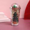 Plastic Christmas Micro Landscape Cup with Sequined Tumbler Drinkware Mug  Coffee Juice