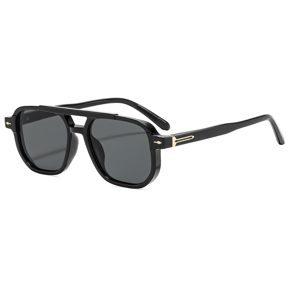 JYL Double Bridge Square Sunglasses UV400 Gradient Unisex Punk Rivets / 6090