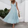 TikTok summer hot sale new solid color comfortable high temperament elegant holiday style dress women