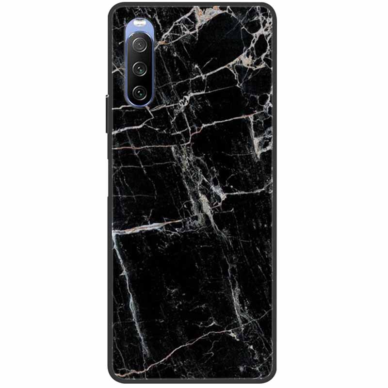 Soft Cover For Sony Xperia 10 III Case 5 III Soft Silicone Black Cases for Sony Xperia 1 III / Xperia1 XZ4 Covers Cool Marble