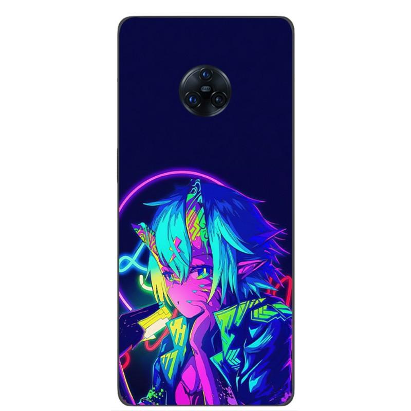 Vaporwave Glitch Neon Anime Girl Phone Case For VIVO Y95 Y93 Y31 Y20 V19 V17 V15 Pro X60 NEX Soft Black Phone Cover