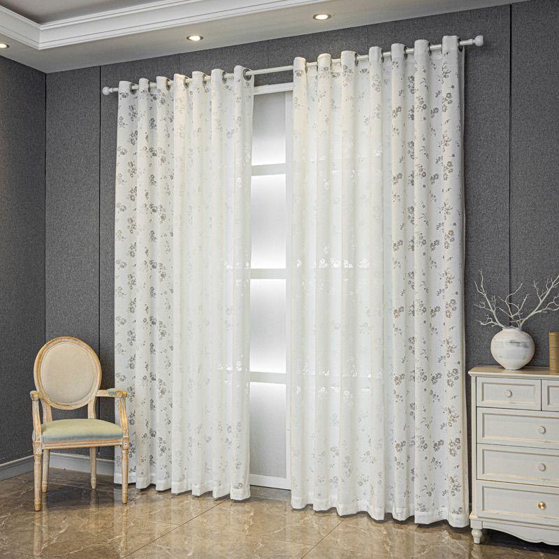 White Embroidered Peach Blossom Sheer Curtains, Semi-Transparent  for Bedroom and Living Room, Living Room Drapes | Elegant Window Treatment |
