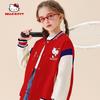 Hello Kitty Girls' Baseball Jacket Red Autumn Top Cardigan Sweatshirt Children's Autumn Clothing Big Kids Trendy