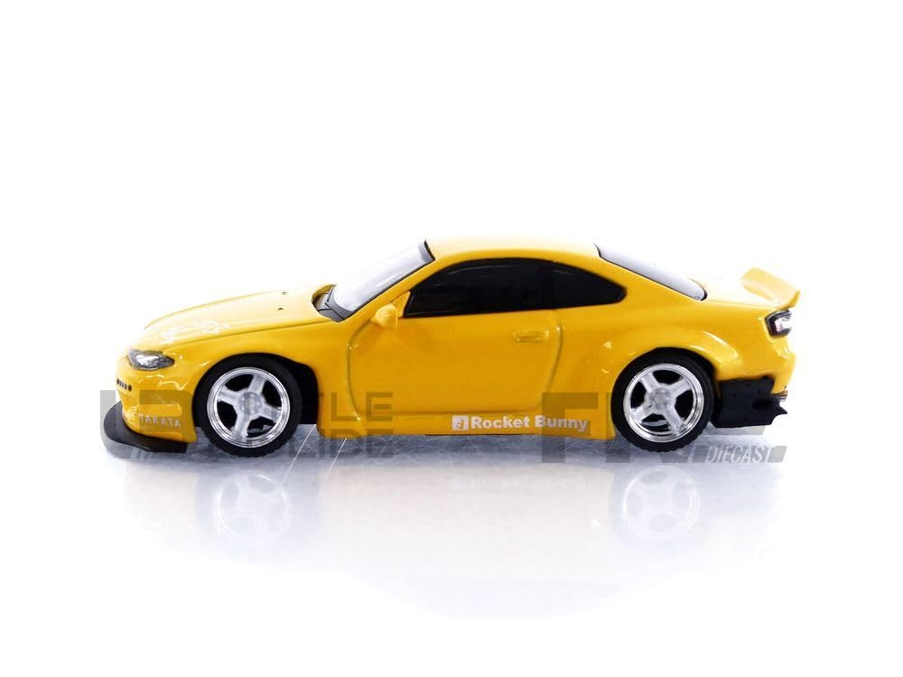 TrueScale Miniatures MINI GT 1/64 Rocket Bunny Nissan Silvia (S15) Yellow Right-Hand Drive Finished Product