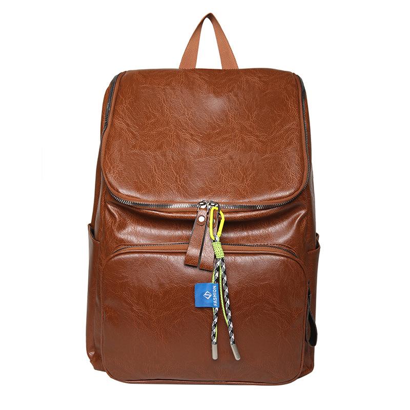 Fashion Large Capacity Unisex Backpacks  Autumn Winter New Korean Solid Color Pu Leather School Bag Travel Outdoor Sport Bag