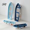 Study Room Nautical Decor Handmade Ocean Wooden Boat Model Rustic Beach Style Canoe Window Display Sailboat Figurine Themed Tabletop Ornament