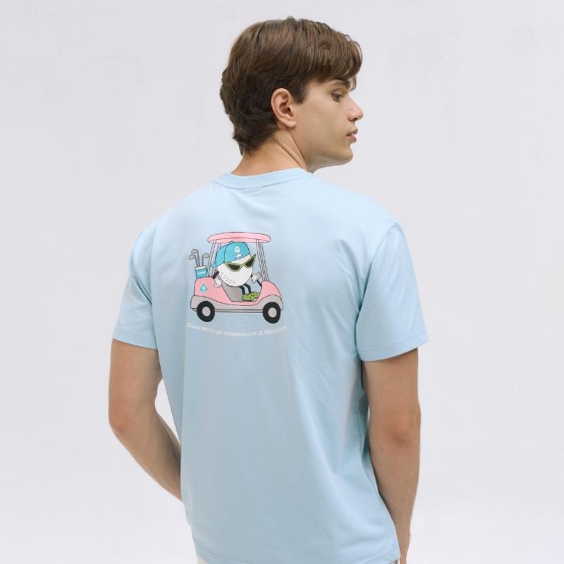 Goxo Men S STreTch Round T ShirT Sky Blue Swag carT