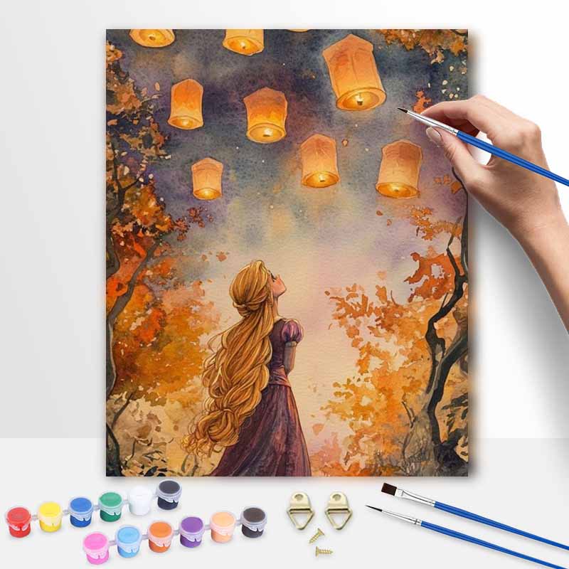 Disney Rapunzel Digital Oil Painting Painting Art Sky Lanterns Handmade Diy Gift Home Decoration