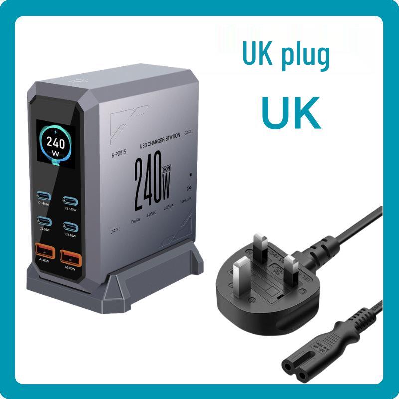 240W GaN Multi-Port USB Fast Charger with Dynamic Display