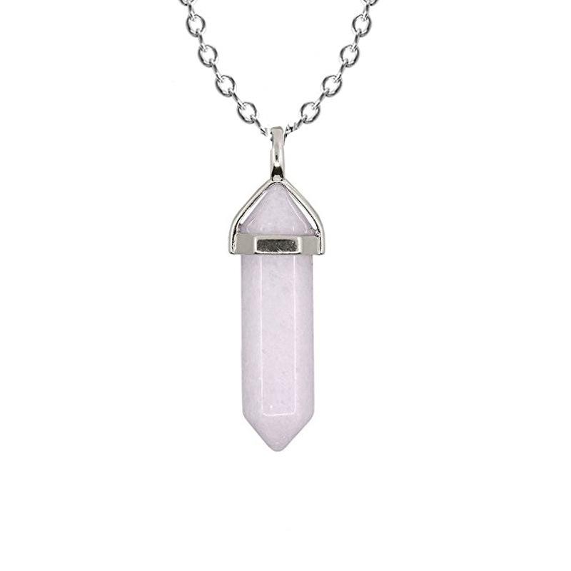 Collar Colgante Hexagonal de Cristal de Piedra Natural - Joyería de Cadena para Clavícula Multicolor