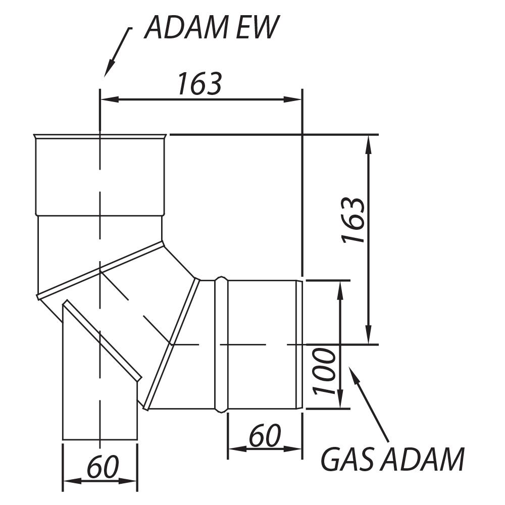 ADAM GAS / EW Elbow with support fi 100