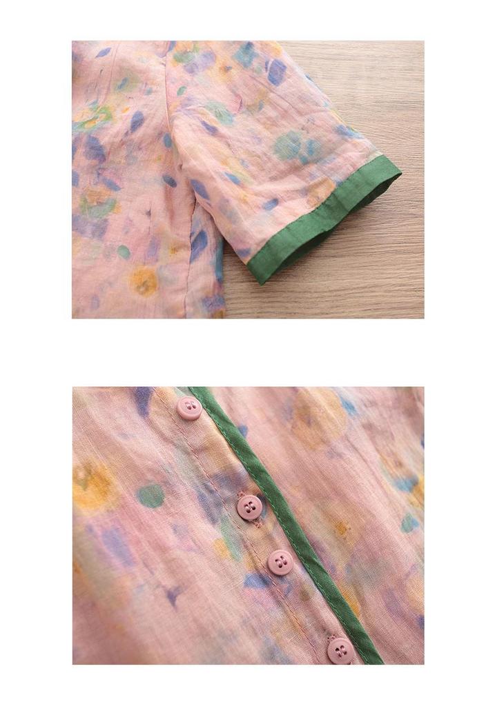 2025 Korean Plus-Size Retro Print Two-Piece Set for Women