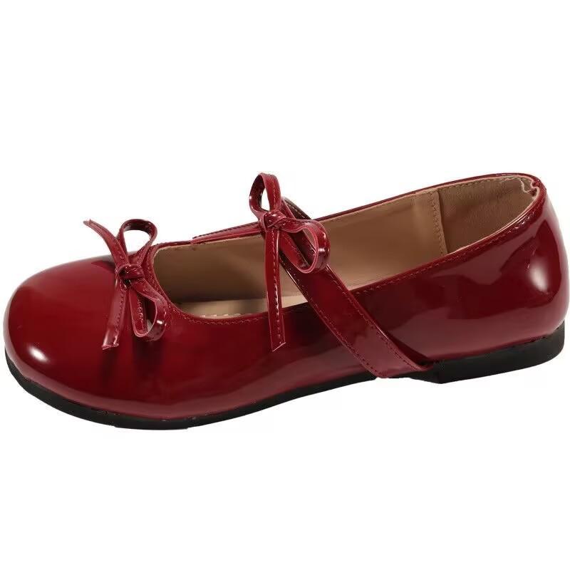 Red French Retro Mary Jane Shoes New Round Head Cute Flat Shoes Soft Sole Shallow Mouth Single Shoes