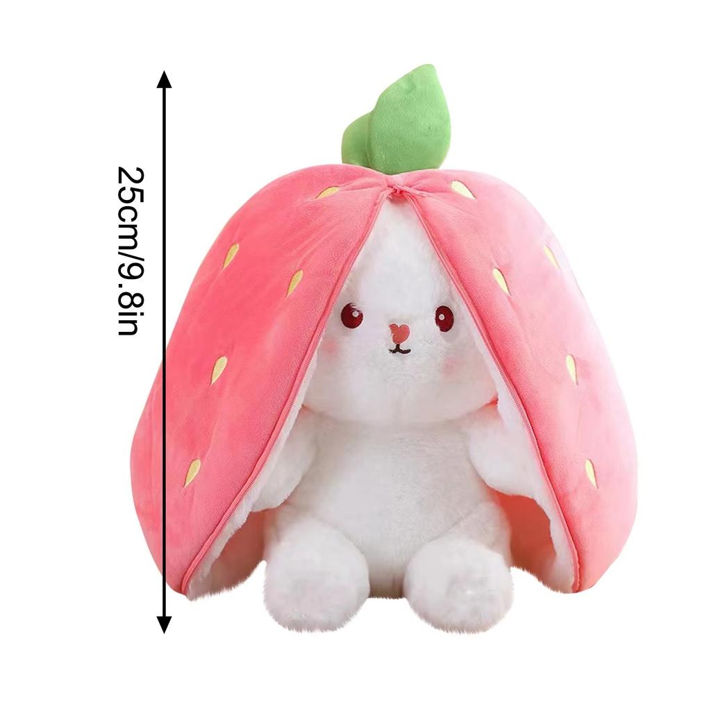25cm Fruit-Shaped Plush Toy - Strawberry Carrot Rabbit Design Cuddly Bunny Doll for Babies Birthday Gift Creative Stuffed Toy