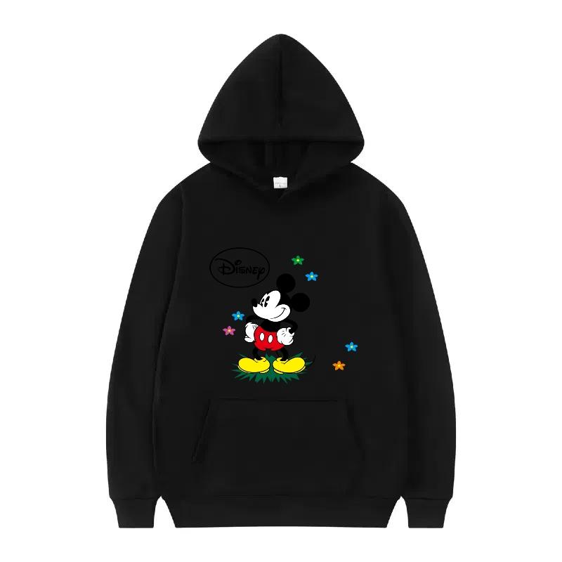 Disney Mickey Mouse Pattern Woman Fleece Sporty Loose Grey Winter Tops Clothing Pullovers Ladies Cheap Hoodies Men Sweatshirts