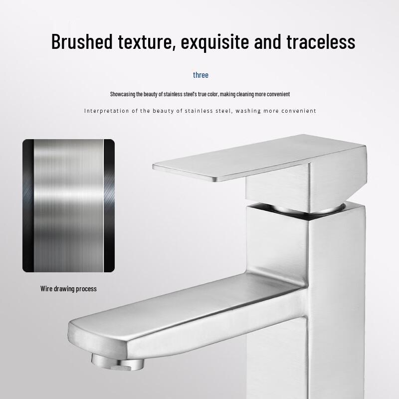 Hanyou Stainless Steel Square Basin Faucet