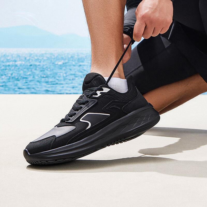 Anta Comfortable Trendy Shock Absorbing Non-Slip Low-Top Casual Running Shoes Men sneaker Basic-Black 912435512-5