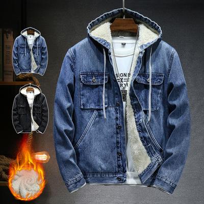 Men's Winter Large Size Denim Jacket Thickened Jacket Outdoor Warm Zipper Jacket