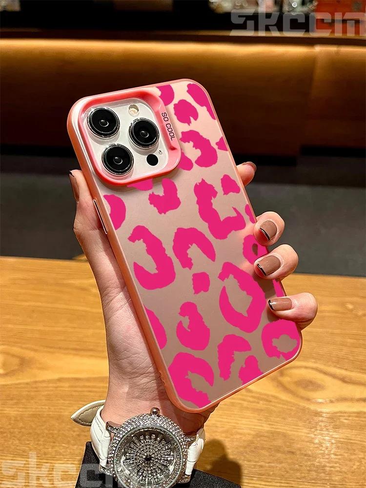 Leopard Print Art Electroplate Silver IMD Phone Case For iPhone 15 Pro Max 16 14 13 12 11 7 8 Plus X XS XR Shockproof Hard Cover