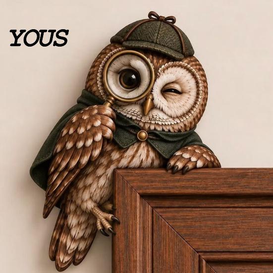 Rustic Farmhouse Bird Door Frame Accent Wooden Owl Topper, Corner Sitter Decor, Whimsical Woodland Animal Natural Inspired Interior Ornament