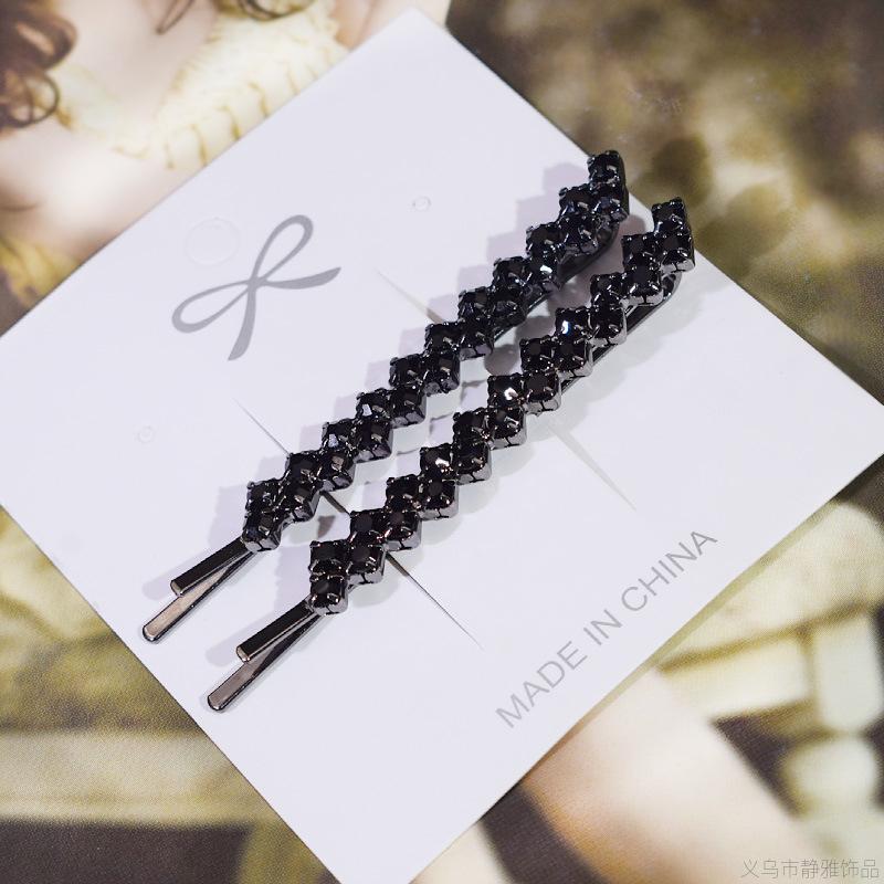 Fashion Metal Diamond Inlaid Hair Clip One Size чёрный