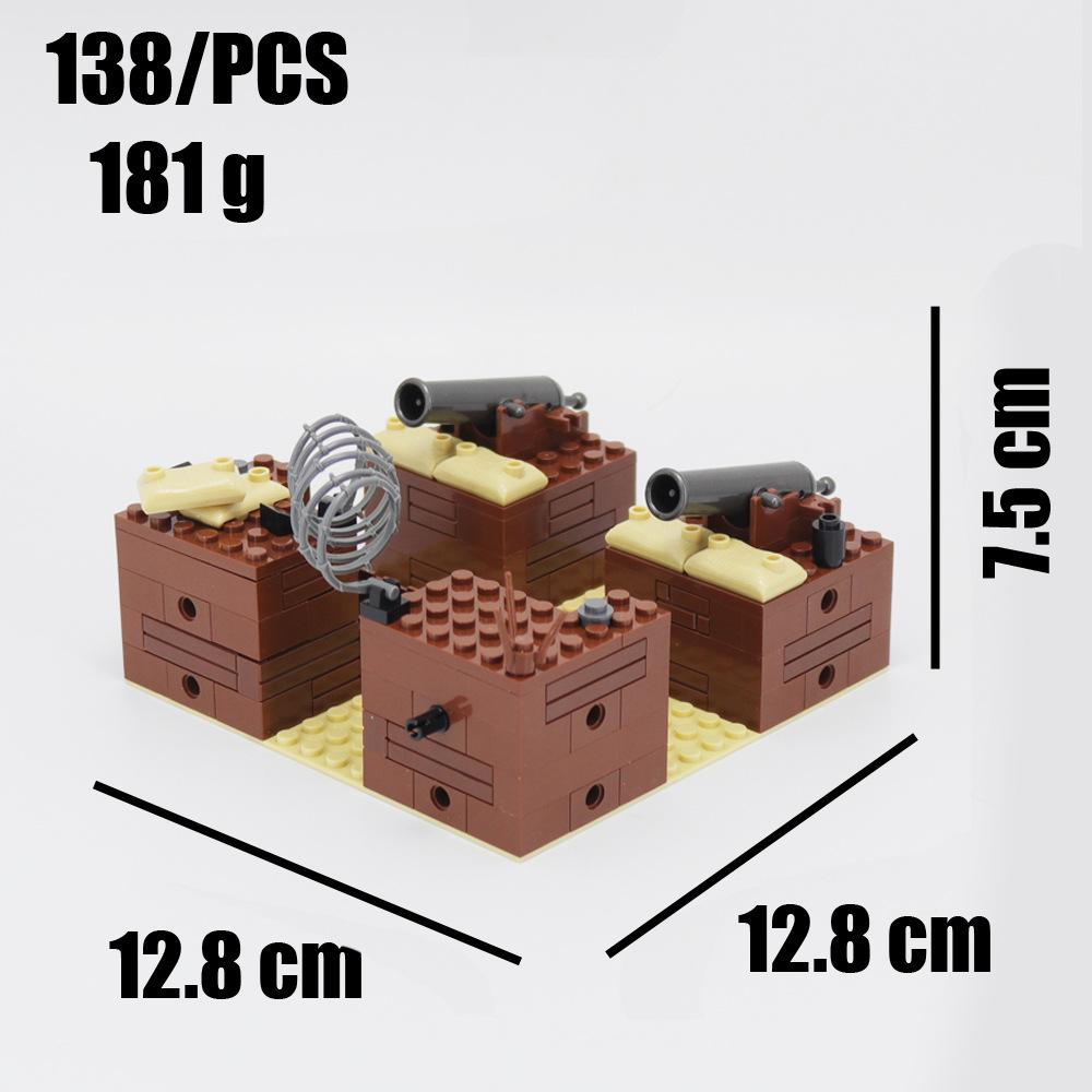 Small Particle Assembled Building Block Trench Fortress Bunker Military Series Battlefield Modular Scene Ornament