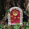 Miniatur-Feentür-Figur Elfenhaus-Ornament Mini-Holz-Gartenbaum-Skulptur Für Hofkunst Garten-Türen Statue Außen-Dekoration