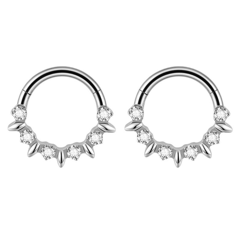 Pack of 2 Unique Geometric Shape Nose Rings Body Piercing Jewelry Seamless Design Metal Texture Polished Finish
