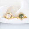 Green Geometric Finger Buckle  Beads Ring   Ring Women Open Ring Chinese Style Ring