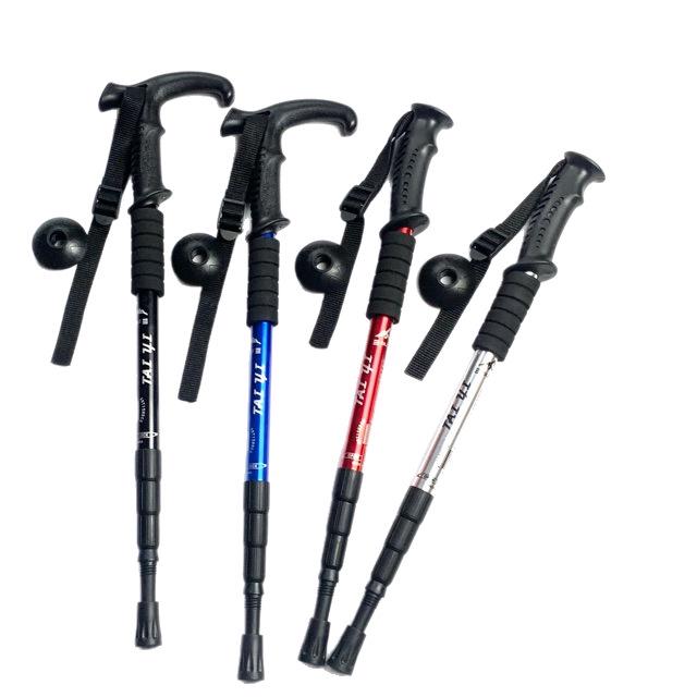Aluminum Alloy Telescopic Trekking Poles with Shock Absorption and T-Handle