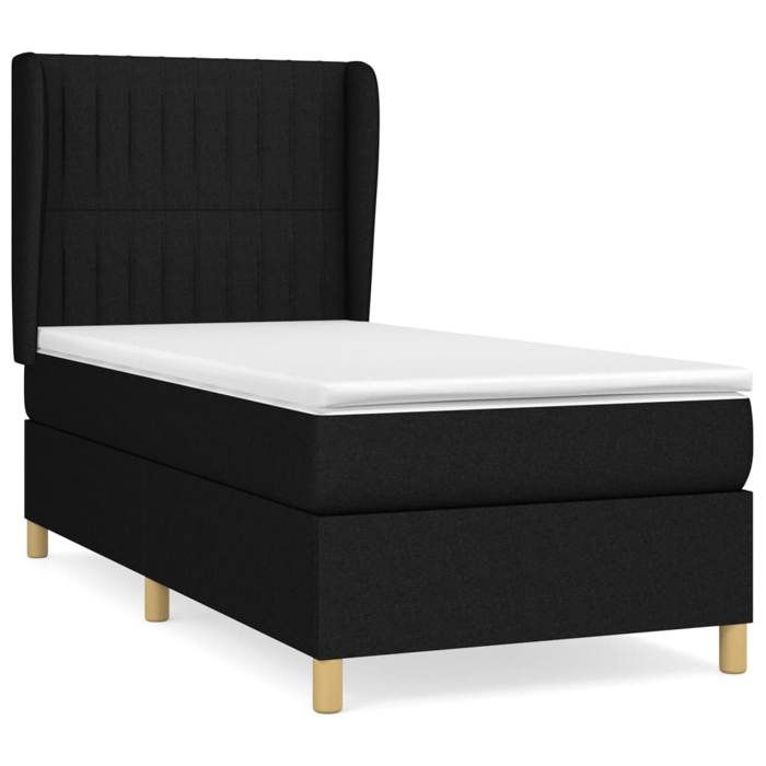 Maison Exclusive - Bed Slat Base with Mattress Black 90x200 Cm Fabric