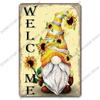 Welcome Poster Metal Plate Vintage Pumpkin Sunflower Bird Metal Tin Signs Wall Decor Garden Door Cafe Party