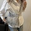 Vintage Western Suede Fringe Tote Bag with Adjustable Strap Buckle Accent Casual Crossbody Purse for Women ,Travel Shoulder Bag