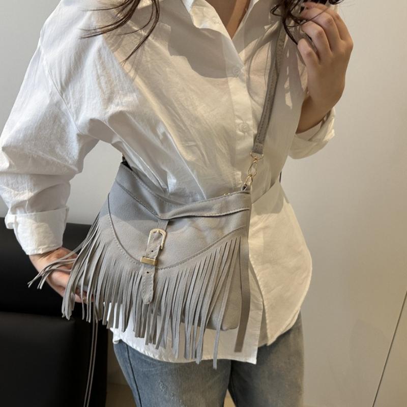 Vintage Western Suede Fringe Tote Bag with Adjustable Strap Buckle Accent Casual Crossbody Purse for Women ,Travel Shoulder Bag