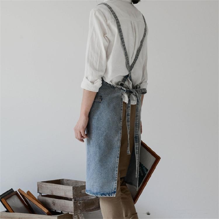 Eleganter Jeans-Schürze mit Taschen für Damen und Herren zum Kochen, Gärtnern, Malen, Kochuniform, Schürze, Unisex