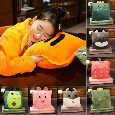 Cartoon Cushion Blanket Multifunction 3 In 1 Animal Hand Warmer Cushion Blanket Home Car Travel Pillow for Kids Gift