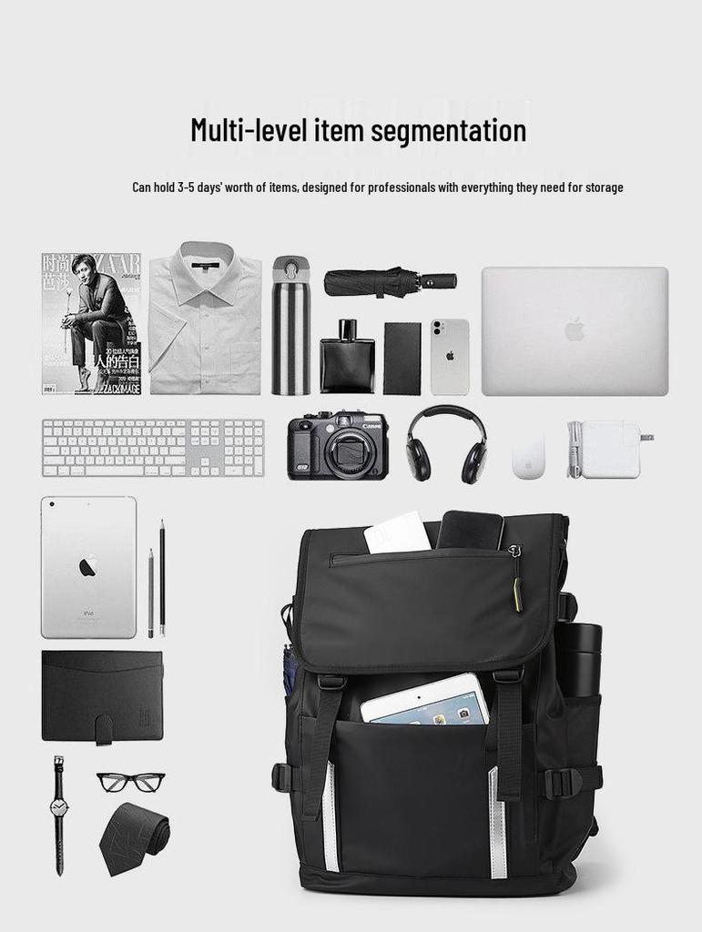 Men's Cross-Border Business Backpack - Large Capacity Travel and Outdoor Bag with Casual Printed Logo