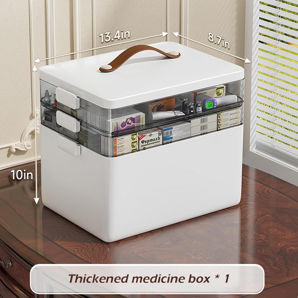3-Tier Medicine Storage Box - First Aid Kit Storage with Moisture-Proof Shading Design Portable Medicine Storage Box with Handle